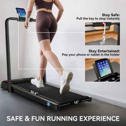 Walking Pad Treadmill, 0.6–6.2mph Foldable Under Desk Treadmill with Incline, Wheels, LED Display and Remote Control