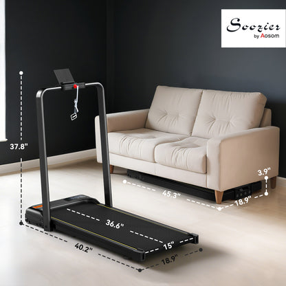 Walking Pad Treadmill, 0.6–6.2mph Foldable Under Desk Treadmill with Incline, Wheels, LED Display and Remote Control