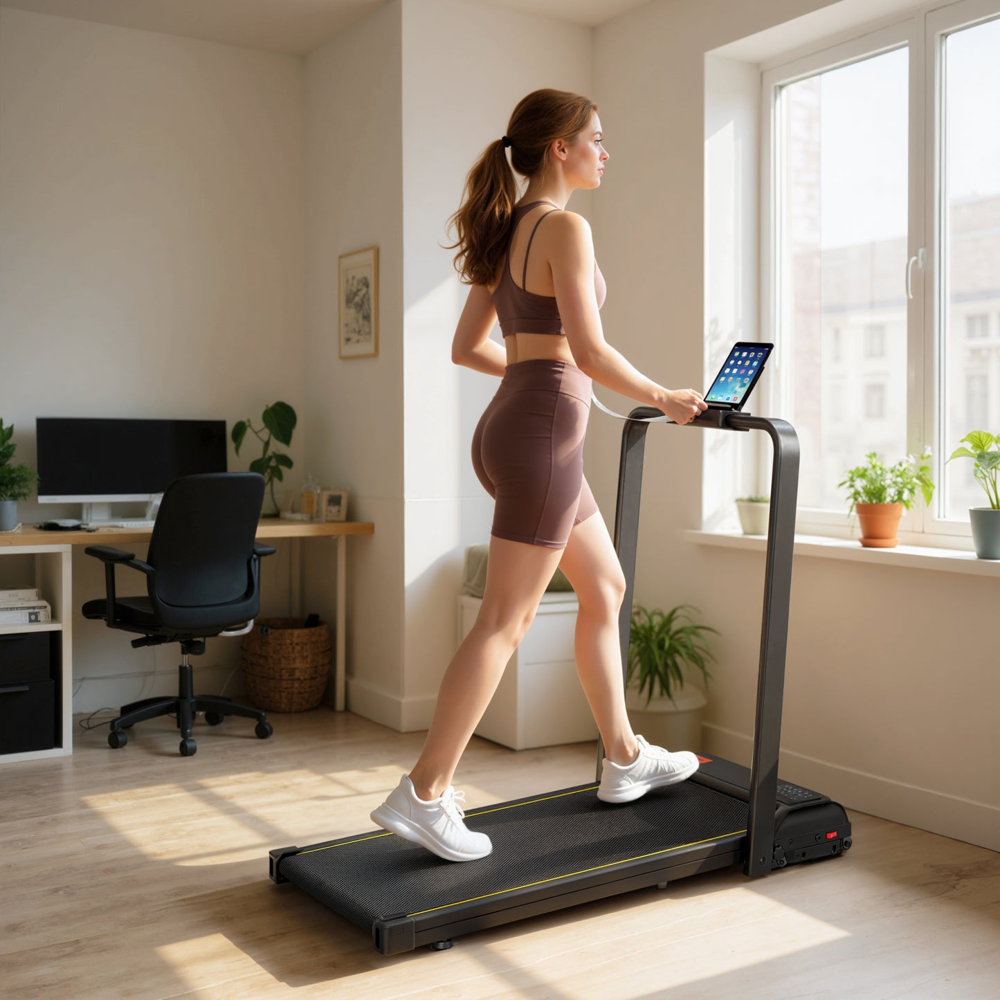 Walking Pad Treadmill, 0.6–6.2mph Foldable Under Desk Treadmill with Incline, Wheels, LED Display and Remote Control